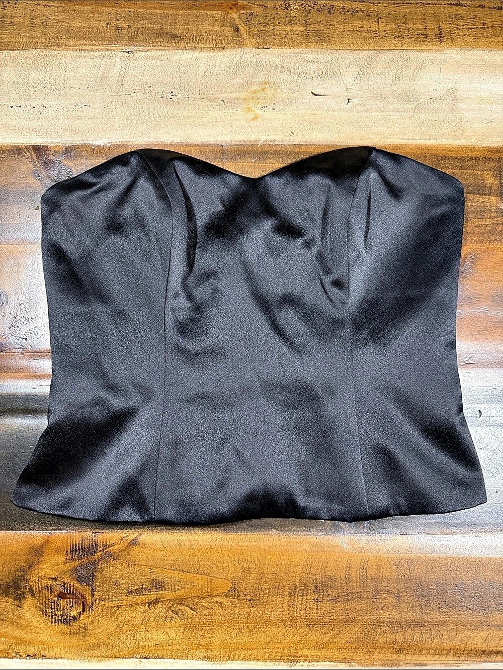 David's Bridal Black Strapless Bustier Top Size 4 Like New